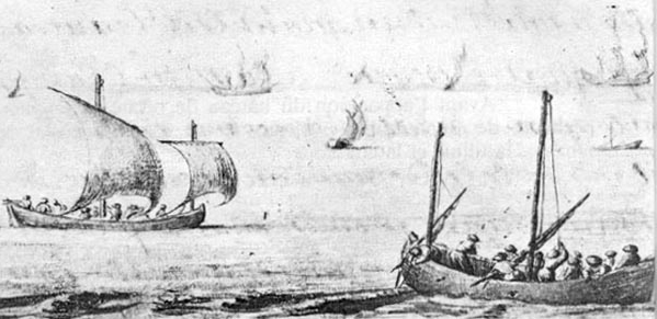 Chaloupe sur le bassin d’Arcachon qui disparaîtront lors de l’ouragan de 1836
