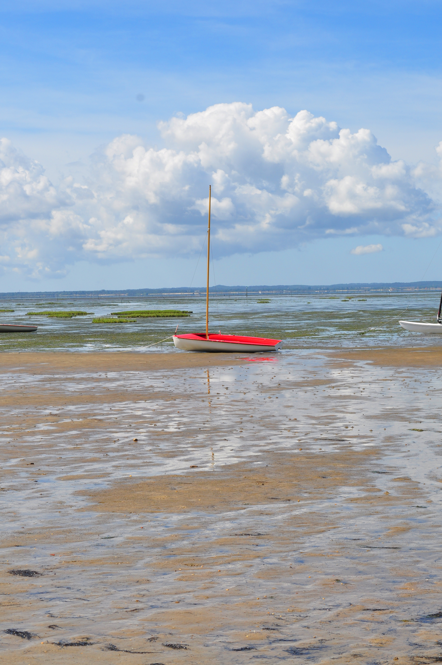 Bateau à Taussat, bassin à marée basse Bateau à Taussat, bassin à marée basse