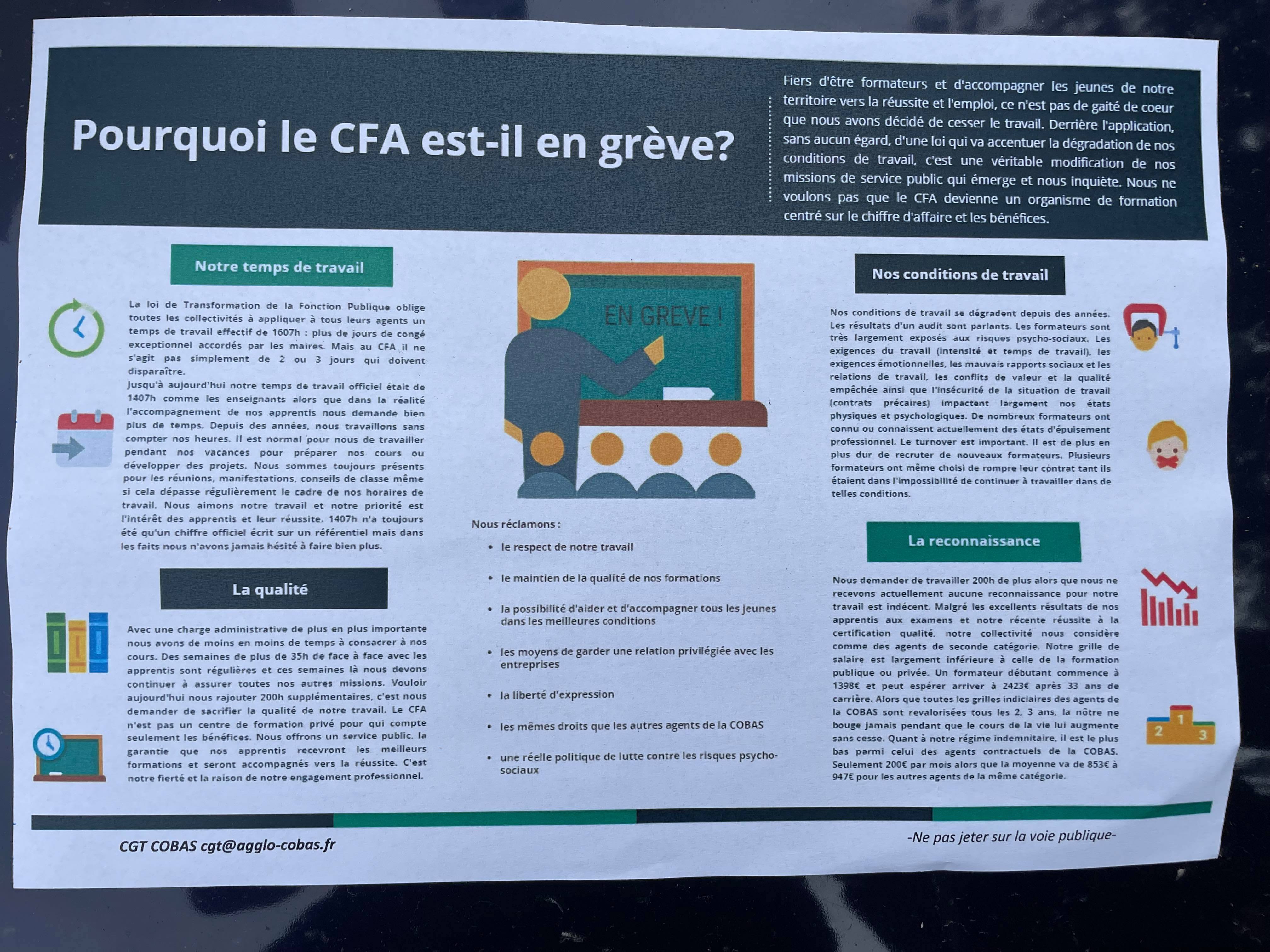 La grève des formateurs CFA de la Teste pose la question de l’avenir éducatif de nos enfants