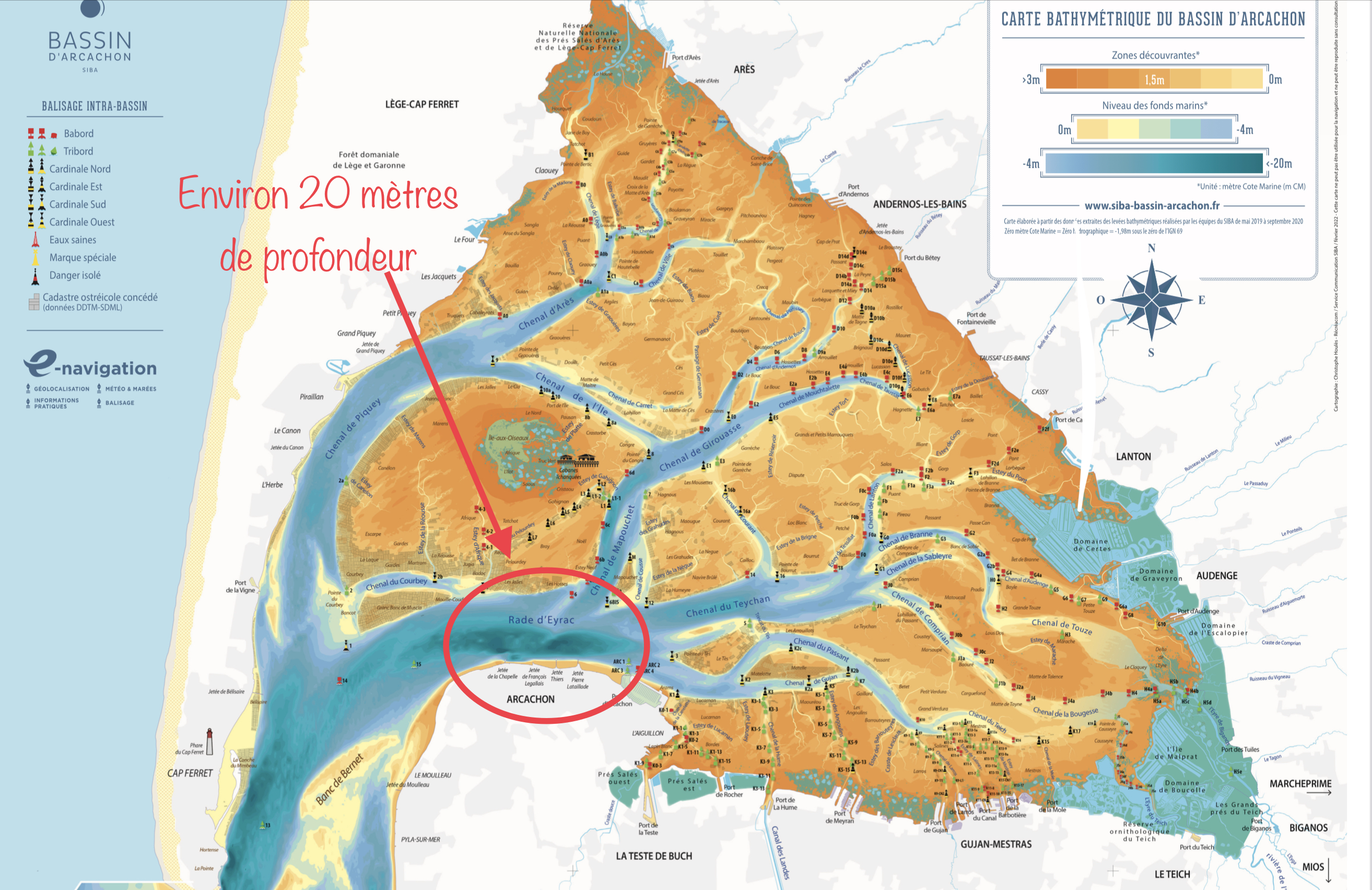 Quelle est la profondeur du bassin d’Arcachon ? Entre 0 et 20 mètres en moyenne