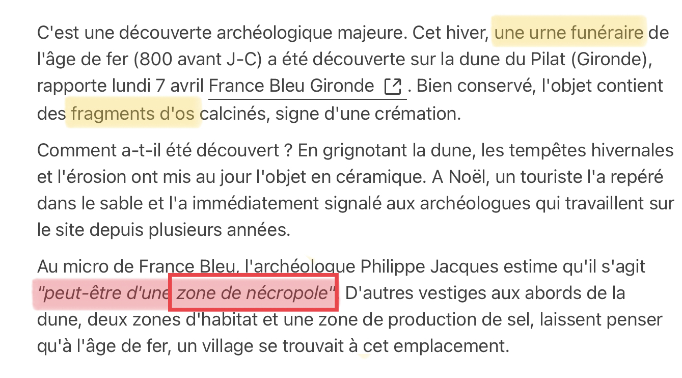 La dune du Pilat, une ancienne Nécropole ? - Article de France Info Culture