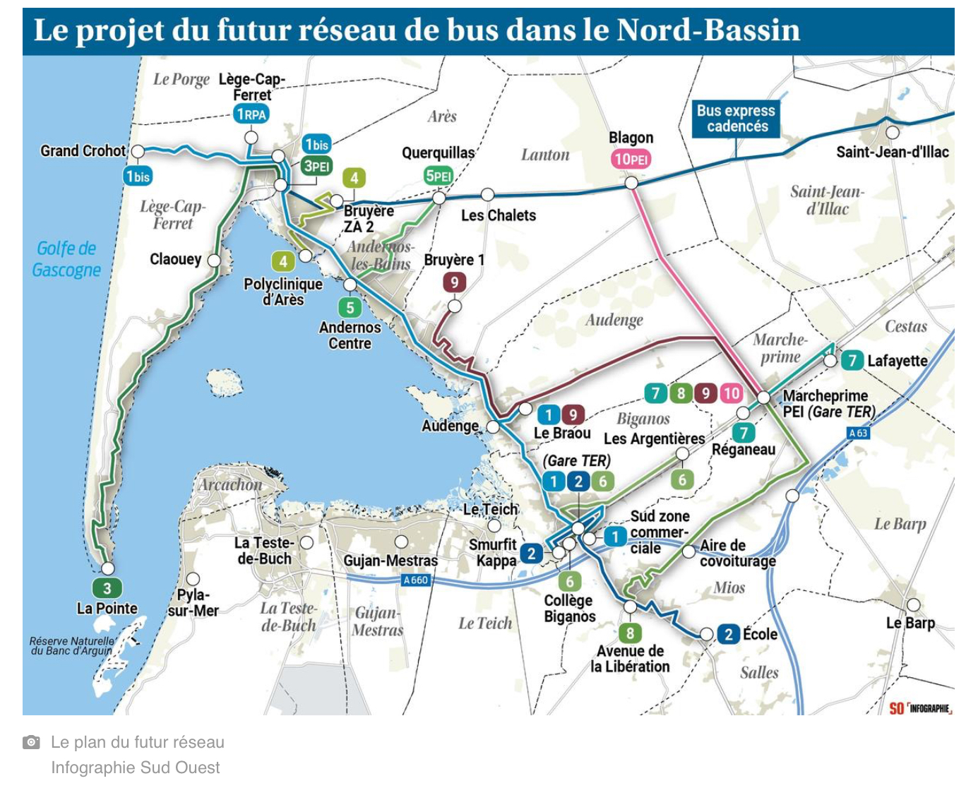 Plan transport en commun nord bassin @Sud Ouest