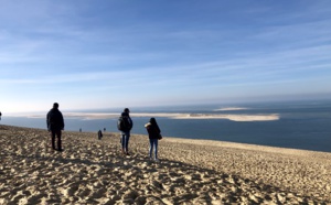 Vue de la Dune du Pilat vers Le banc d'Arguin (c'est beau)