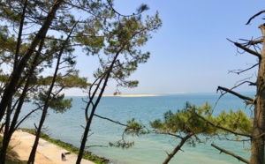 Vue sur les bancs de sable à l'entrée du bassin d' Arcachon