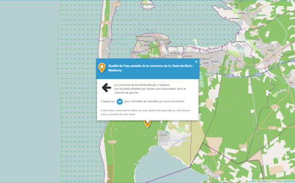 La qualité de l'eau du robinet à La Teste de Buch est MÉDIOCRE