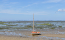 Bassin d' Arcachon à marée basse depuis la plage de Taussat Les Bains