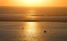 Coucher de soleil doré depuis la dune du Pilat