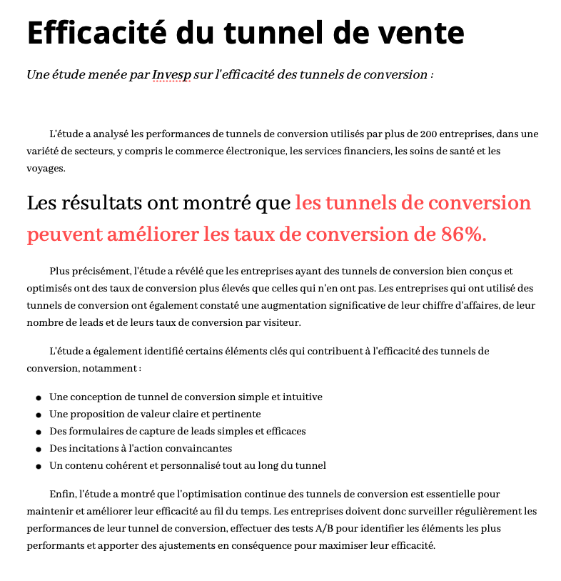 Efficacité du tunnel de vente : c'est prouvé !