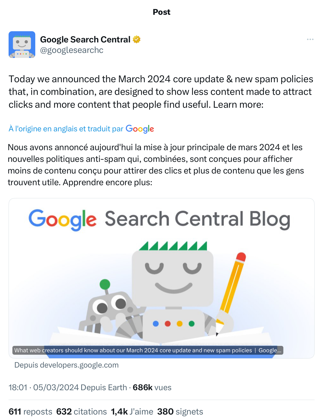 Google fait une mise à jour majeure (March 2024 Core Update)